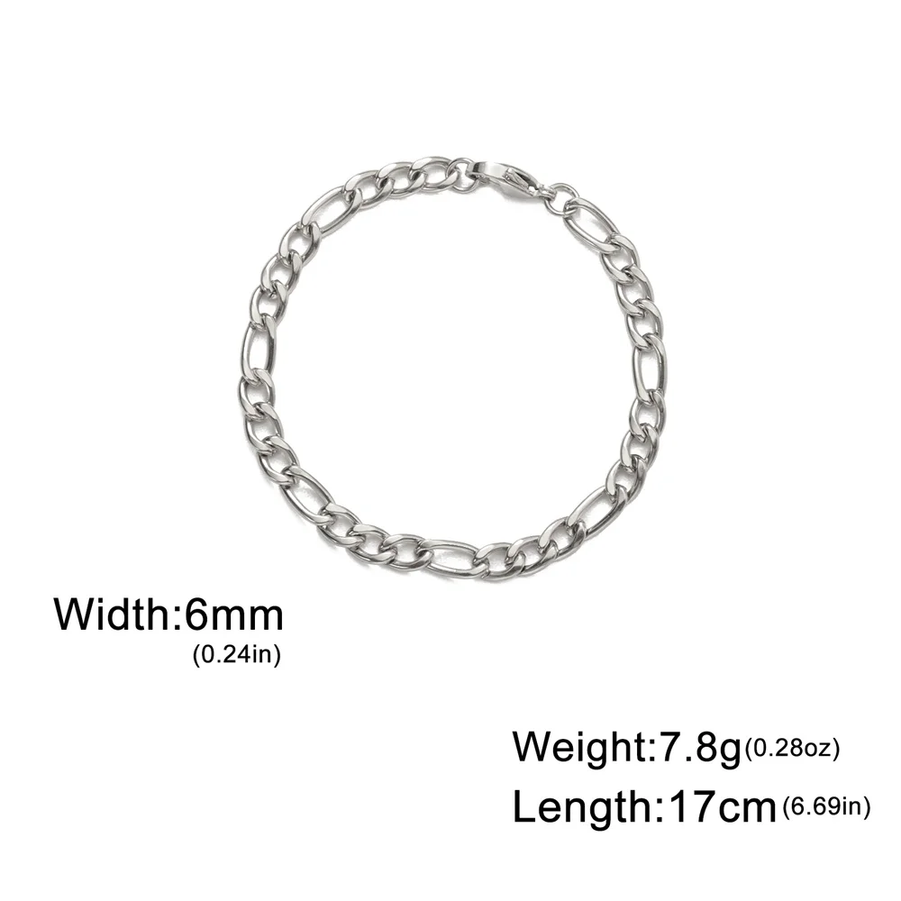 My Shape Mode kubanische Kette Männer Armband Edelstahl 3//9mm Breite Kette Armbänder Figaro Kette Junge Handgelenk Schmuck Paar