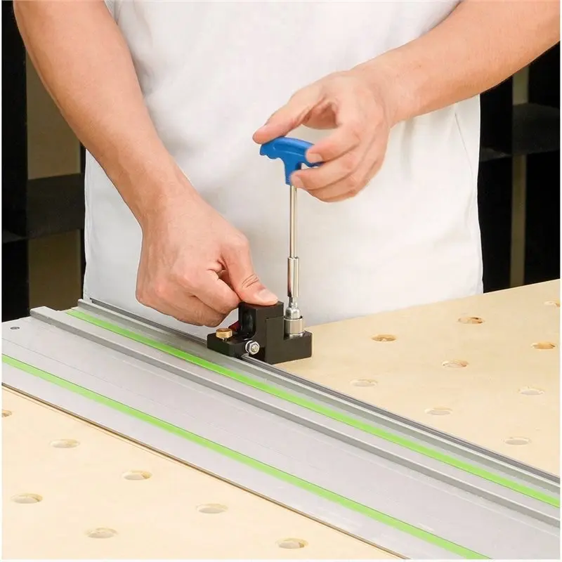 ABFS MFT Table Bench Dog Clamp, 2Pcs Track Saw Anti-Tipping Stop Locator, Woodworking Cutting Guide Limit Stop For Festool