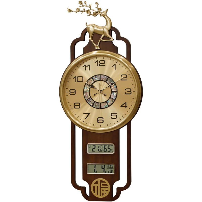 Clock wall clock living room home creative new Chinese atmosphere perpetual calendar wall quartz clock wall