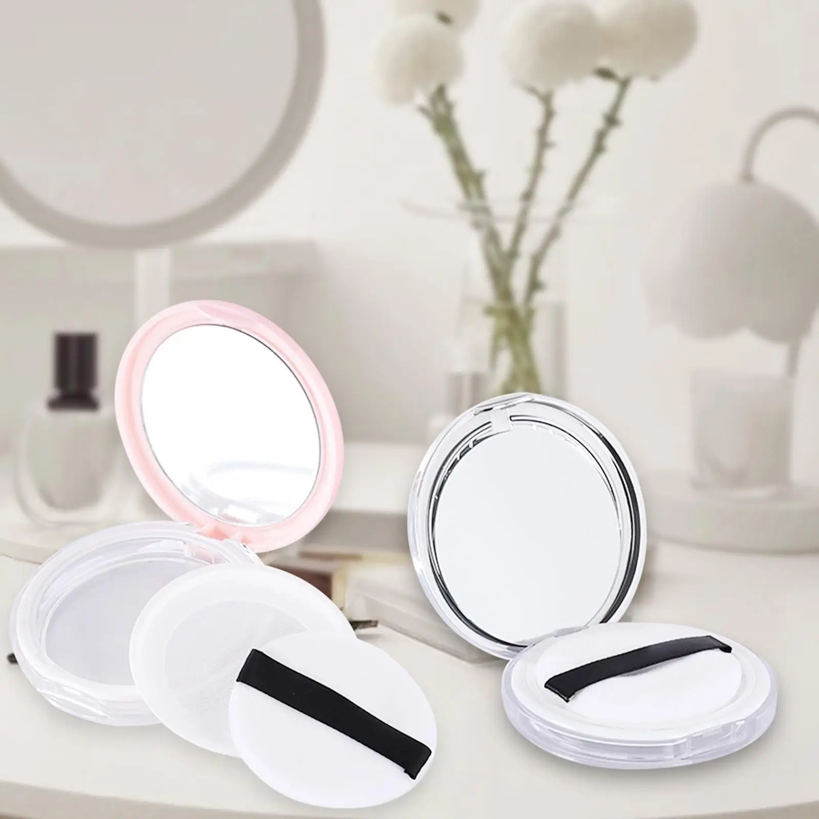 2x contenitore per polvere sfusa con setaccio a rete a specchio 5G accessorio Anti perdite per scopi di viaggio comoda scatola di polvere vuota