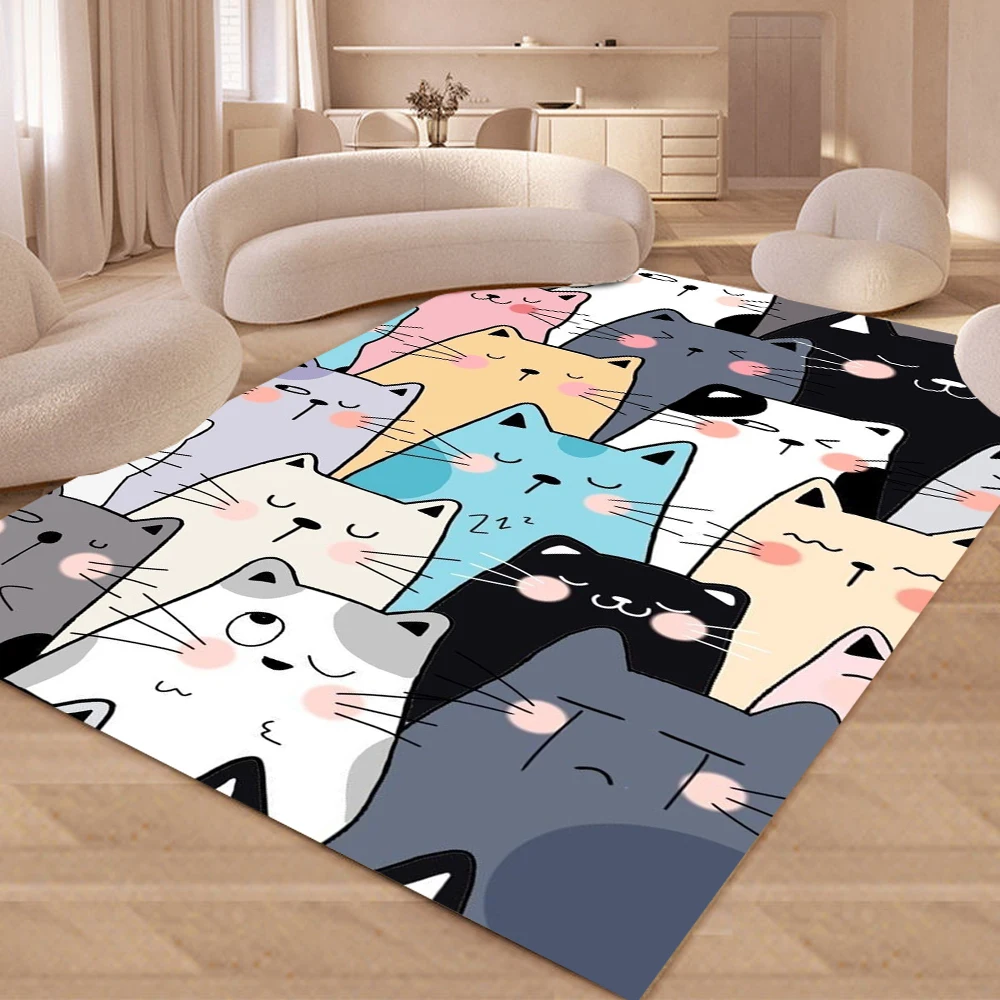Cartoon-Katzen-Teppich, Matte, Teppich, niedliches Kätzchen-Design, Heimdekoration, Bodenmatte für Wohnzimmer, Schlafzimmer, Dekor, Wohnzimmer-Dekoration