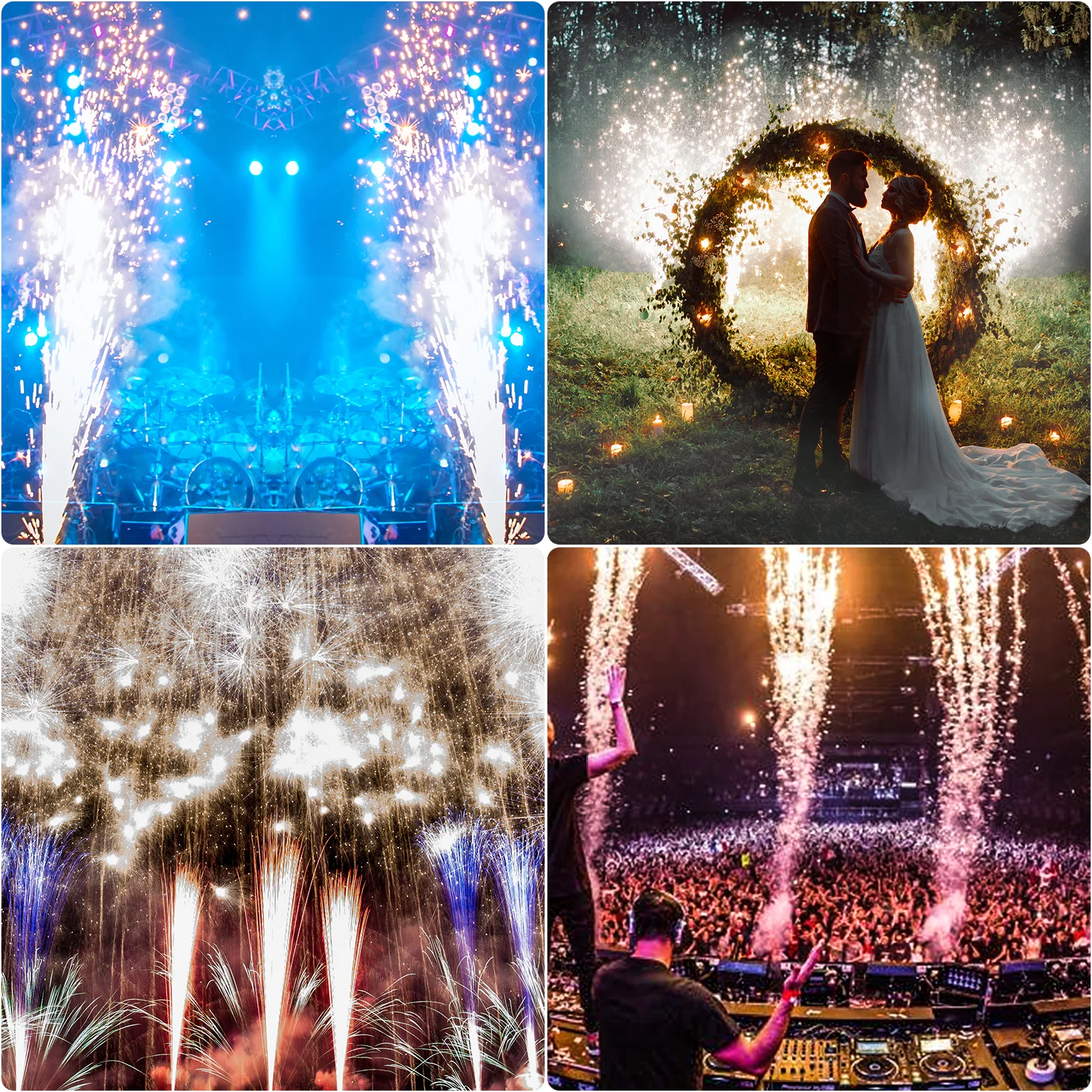 Machine à Étincelles Froides Réutilisable de 530W, Équipement de Scène avec Télécommande DMX, Système de enquêter d'Artifice de Mariage