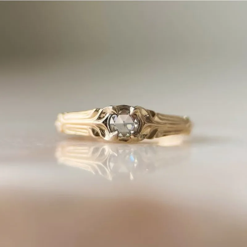 فاخر الذهب اللون مطعمة مع الزركون الأبيض خواتم المبهر موضة حفلة خطوبة خواتم الزفاف للنساء مجوهرات #2