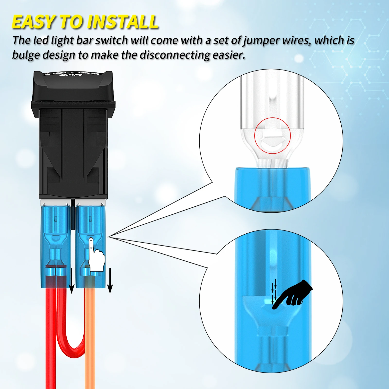 مفتاح شريط إضاءة LED ومفتاح تبديل الضوء الخلفي تشغيل/إيقاف الليزر مقاوم للماء البحرية 12 فولت 5 دبوس مفتاح الروك المضاء باللون الأزرق لقارب السيارة