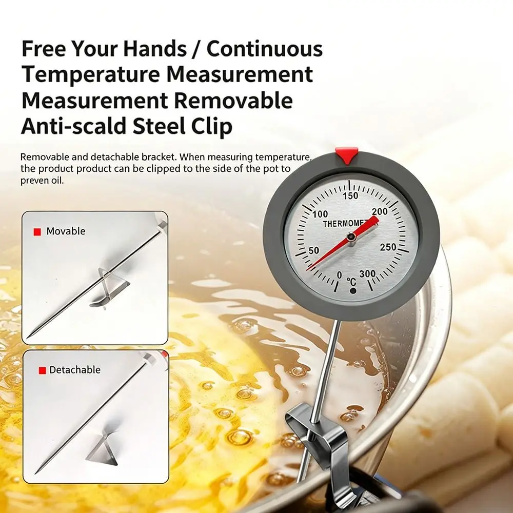 Stainless Steel Probe Probe Thermometer Instant Read with Clip Cooking Temperature Meter Dual Scale Kitchen Tools