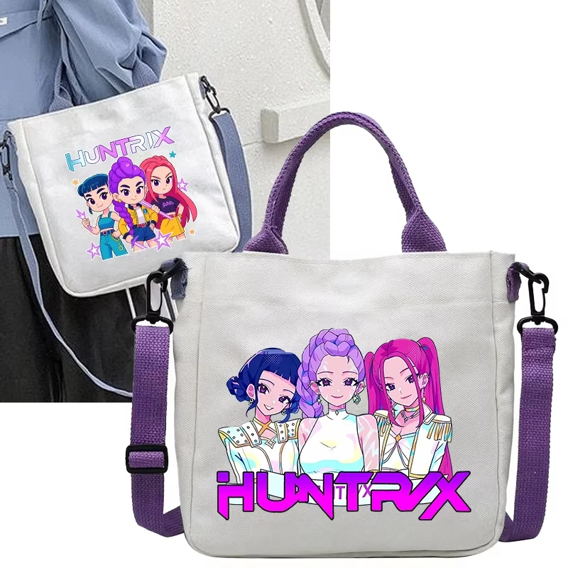 

KPop Demon Hunters Crossbody Bags for Rumi Mira Zoey Purple Handbag Girls Travel Women Shopping Canvas Shoulder Bag Hot Sales