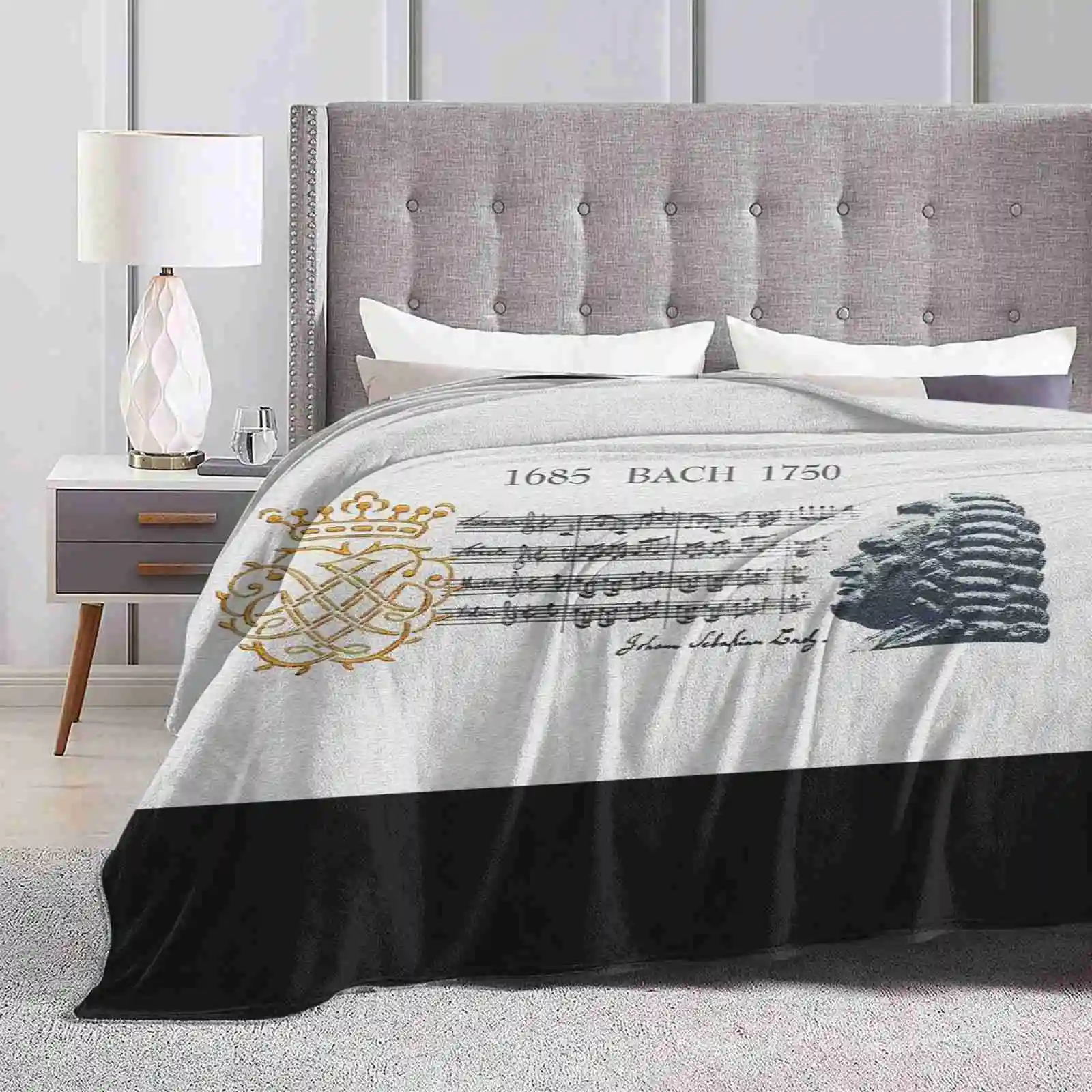 

Johann Bach , With Notes And Monogram Fashion Soft Warm Throw Blanket Bach Portrait Bach Notes And Monogram Johann Bach