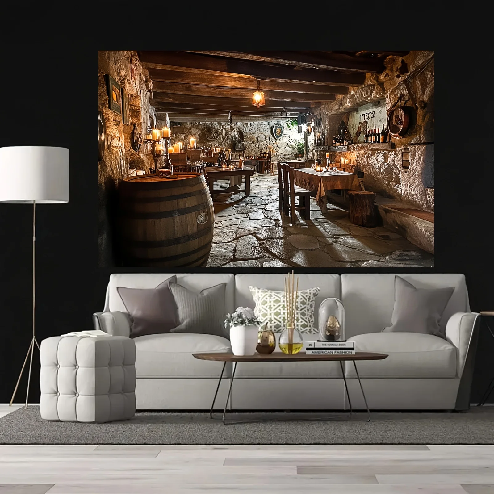 1PC Hotel Background Photography - Polyester stone wall and wooden ceiling theme photography background party
