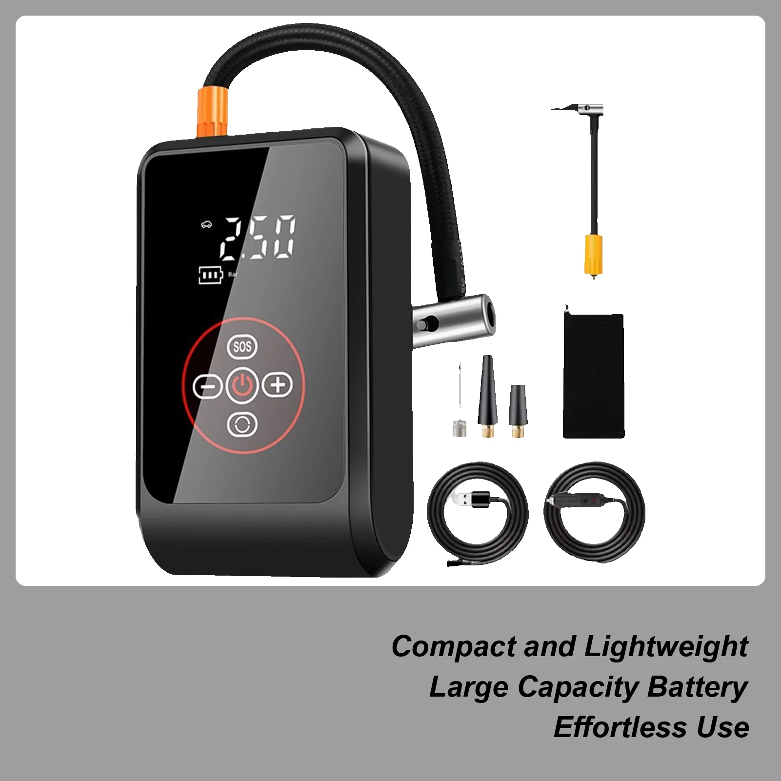 

Air Compressor Cordless Inflator Auto Shut-Off Electric Rechargeable Pump with LED Screen Car Accessories for Motorcycle Bike