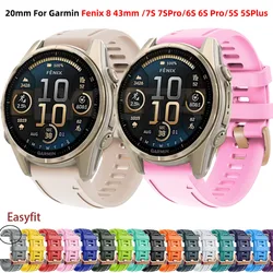 20mm Smart Watchbands For Garmin Fenix 8 43mm 7S Pro 6S Approach S50 43mm Rose Gold Buckle Strap Quick Release Silicone Bracelet