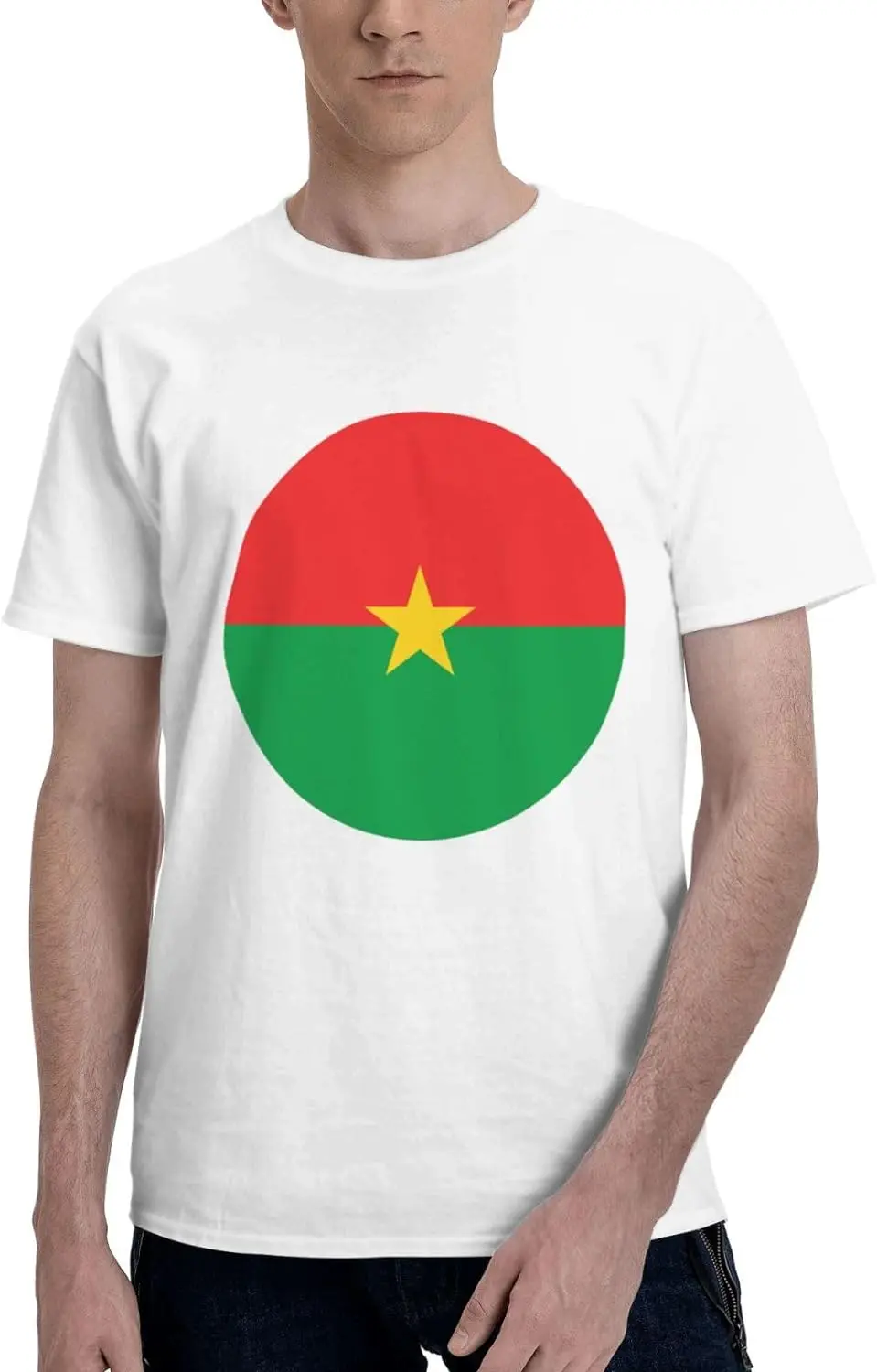 Roundel of Burkina Faso Short Sleeve T-Shirt Cotton Soft Breathable Crew-Neck Black