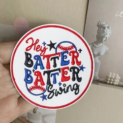 1PC Hey Batter Batter Swing Baseball Embroidered Patch Iron On Sew On Patches For Clothing Cap Bag Jacket DIY Gift Badge