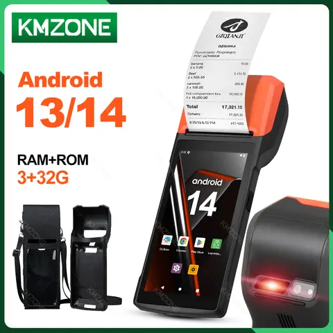 Handheld Android 13/14 PDA Printer 58MM Mobile Receipt Bill Thermal Printer 5.5 Inch Touch Screen Bluetooth Wifi NFC 2D Scanner