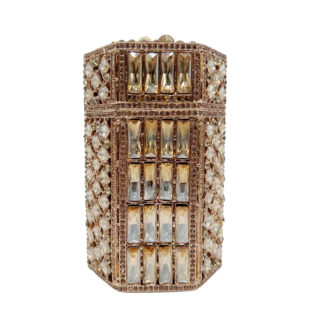

Stone Clutch New Hexagonal Cylinder Diamond-encrusted Dinner Bag Banquet Diamond Clutch Women's Customization Diamond Party Bag