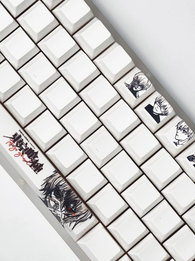 MAIMOOO – zestaw 12 nakładek na klawisze z motywem Kaneki Ken, profil Cherry, materiał PBT, technologia sublimacji termicznej, nakładki na klawisze do klawiatury mechanicznej, postać z anime Tokyo Ghoul. — zdjęcie produktu 7