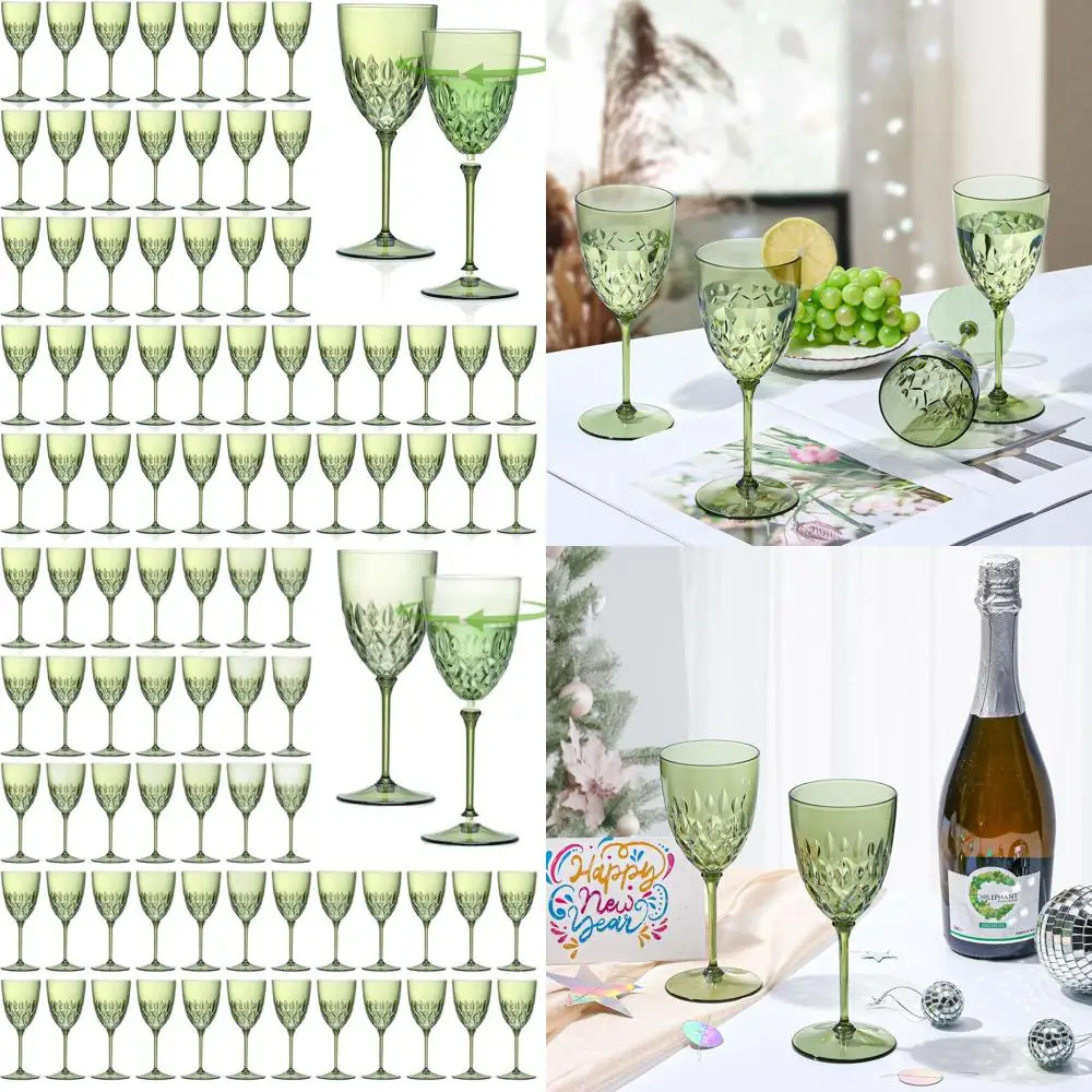 

Набор из 48 пластиковых бокалов для вина со съемным стеблем зеленого цвета на 7,4 унции для свадеб и мероприятий
