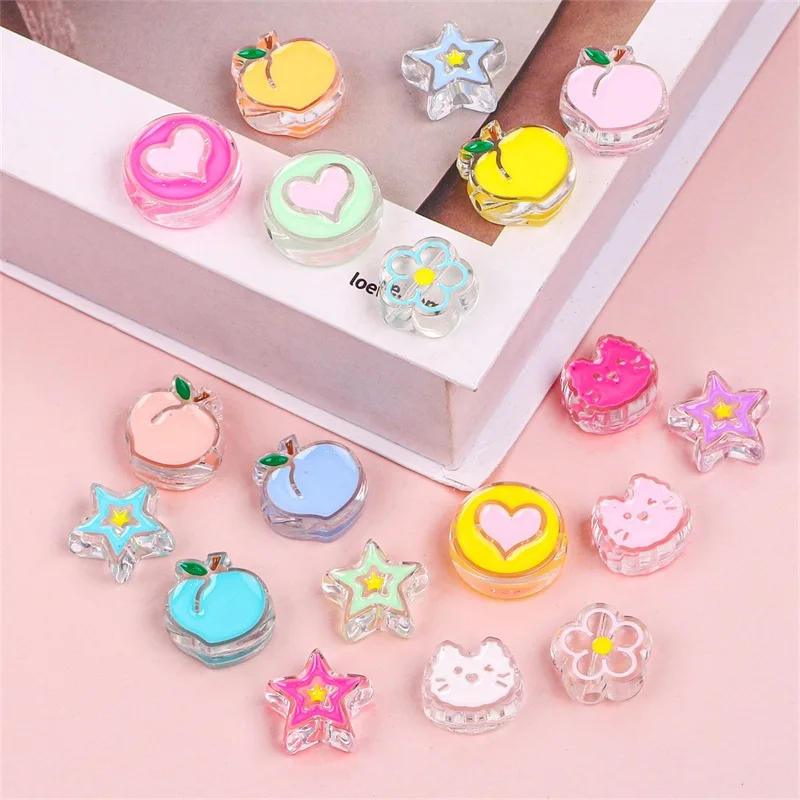 High Quality Acrylic Beads Cat Candy Heart Loose Spacer Beads for Jewelry Making Needlweork Bracelet Charm Necklace DIY Keychain