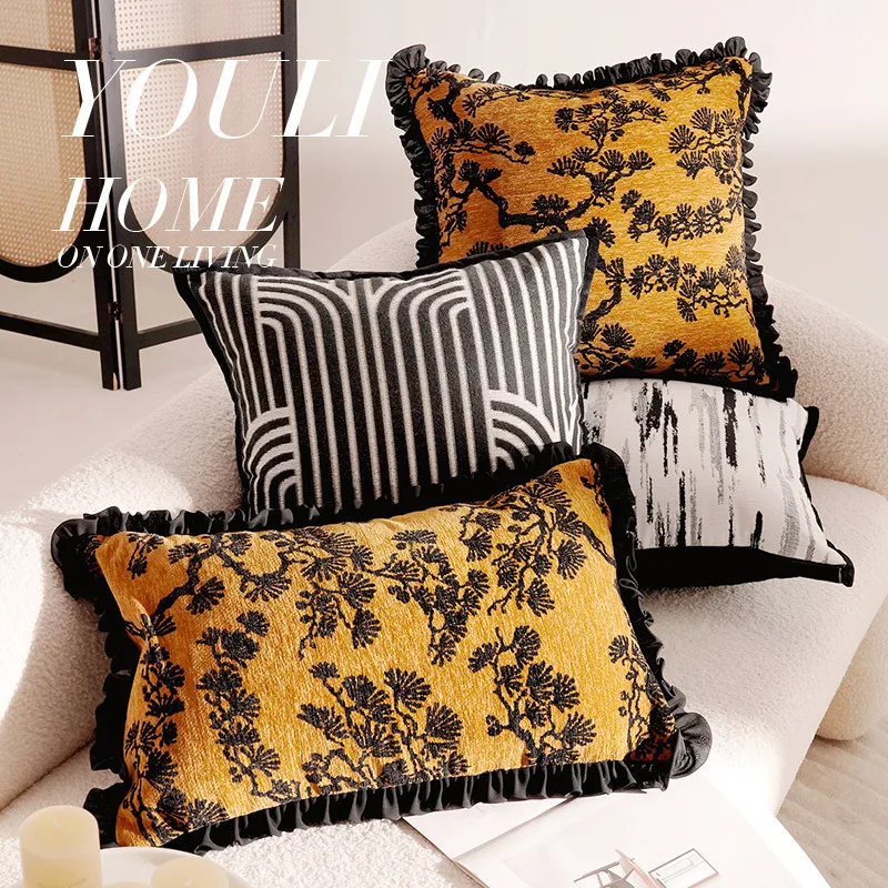 30X50/45X45CM Retro Embroidery Throw Pillow Cover Modern Simple Stamping Waist Cushion Cover Decor Home Decorative Pillowcase