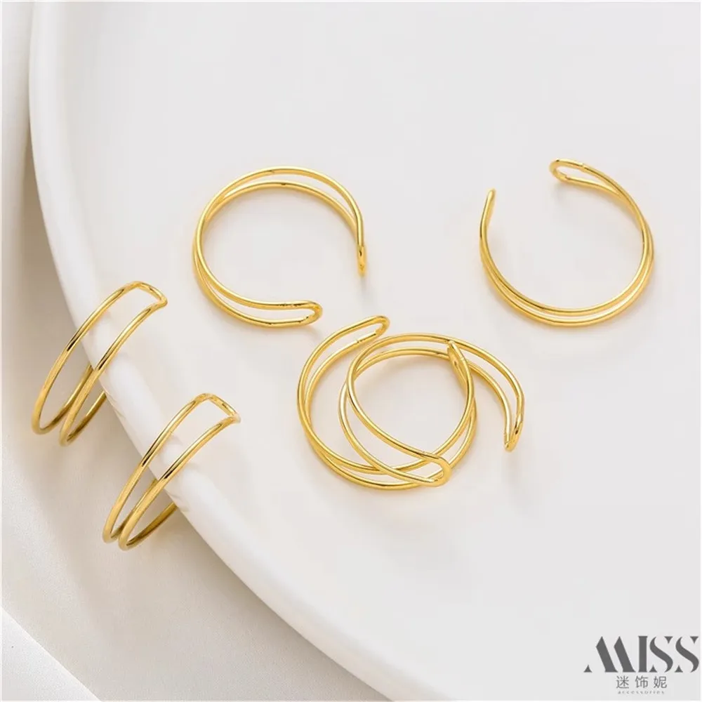 

14K Gold-wrapped Smooth Double-strand Double-wire Ring DIY Accessories Clip Bead Winding Double-ring Ring Jewelry Material