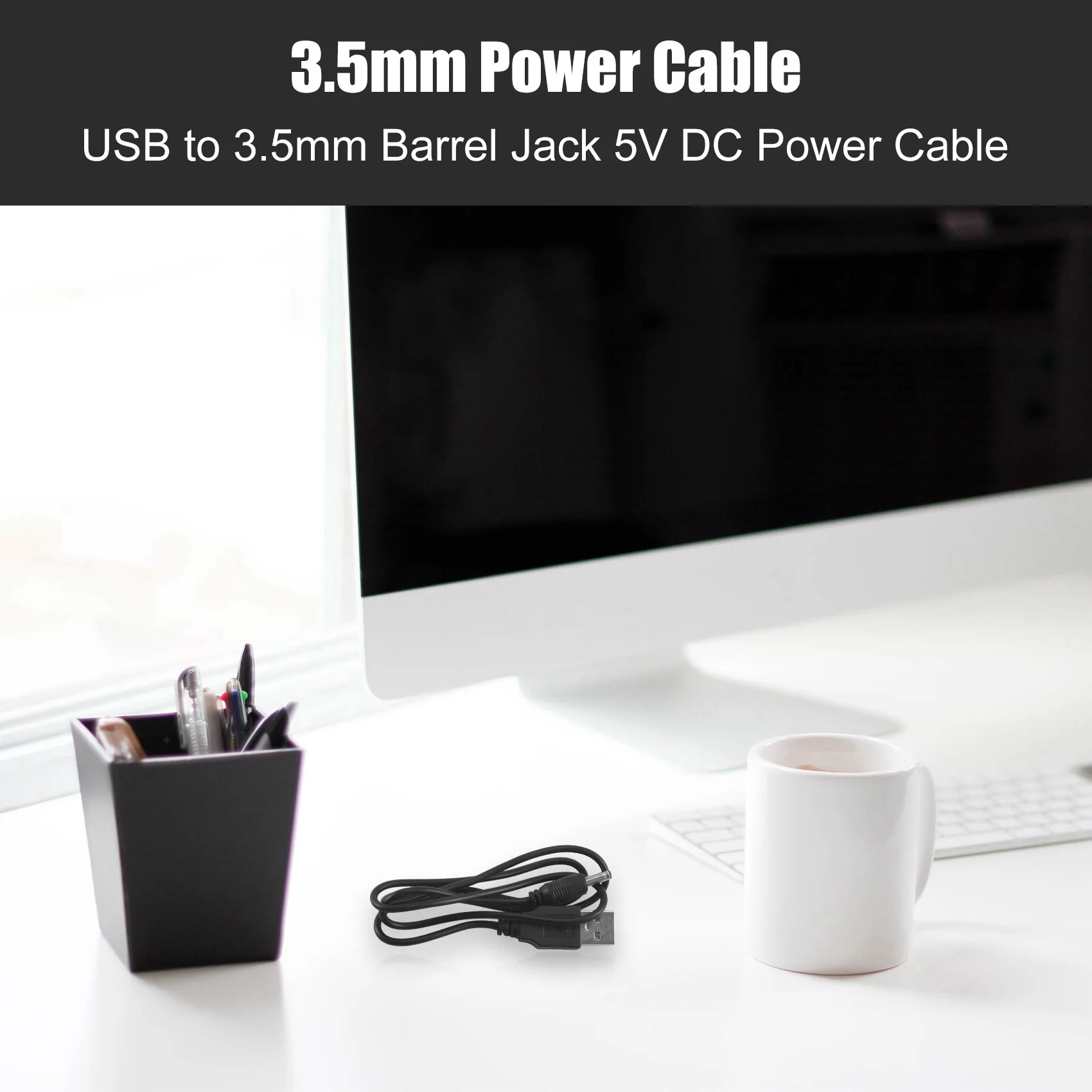 USB to 3.5mm Barrel Jack 5V DC Power Cable