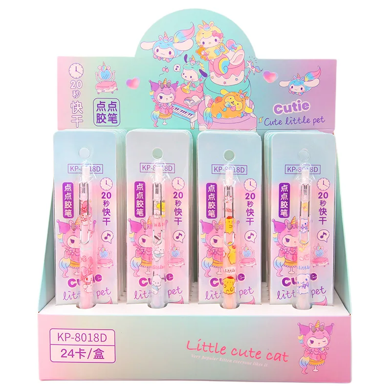 Imagem -05 - Sanrio Desenhos Animados Caneta Dispensadora para Estudantes Secagem Rápida Cola Imprensa Escrita Papelaria Faça Você Mesmo Artesanal 20s Atacado 12 Pcs 24 Pcs