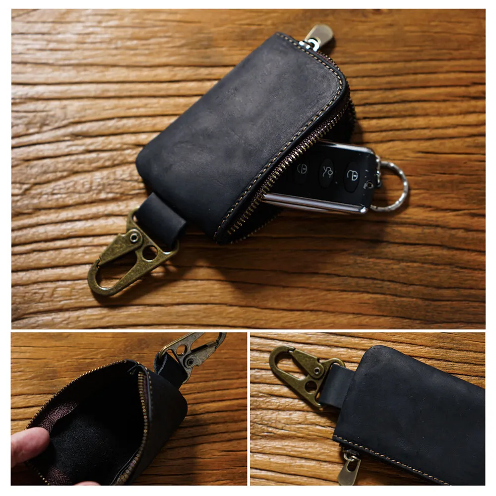 Genuine Leather Key Storage Bag Bluetooth Earphone Keychain  Automotive Smart Key Protective Case Housekeeper Keys Coin Purse