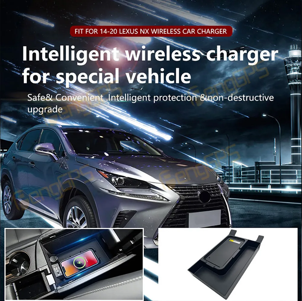 Dedicated Car Wireless Charger 15W Center Console Fast Phone Charging Panel For Lexus NX200 2014-2020 Interior Accessories