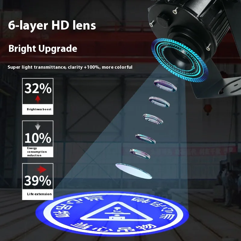 150W Indoor Industrial Projection Light for Outdoor Application Customizable Warning Patterns for Warehouse Factory Workplace