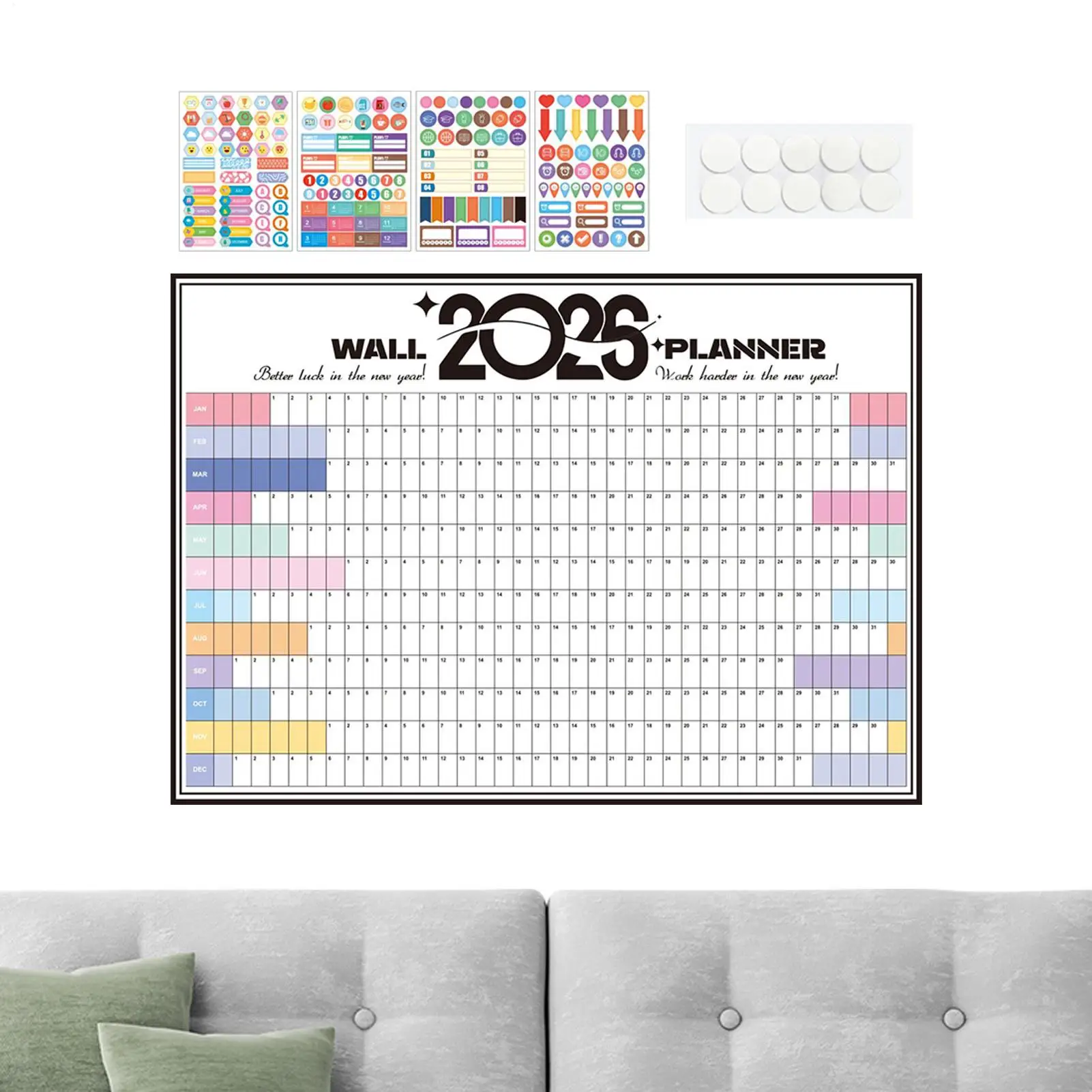2026 Calendar Schedule Travel Record Sheet Wall Stickers Check In Self-discipline Sheet Annual Large Organizer Schedule Chart