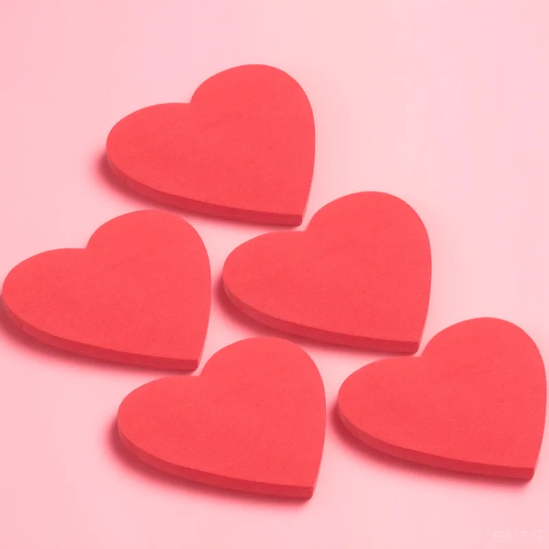 

Heart Shaped Memo Pads Adhesive Reminder School Office Home Use Portable Compact Notepads Red Love Memo