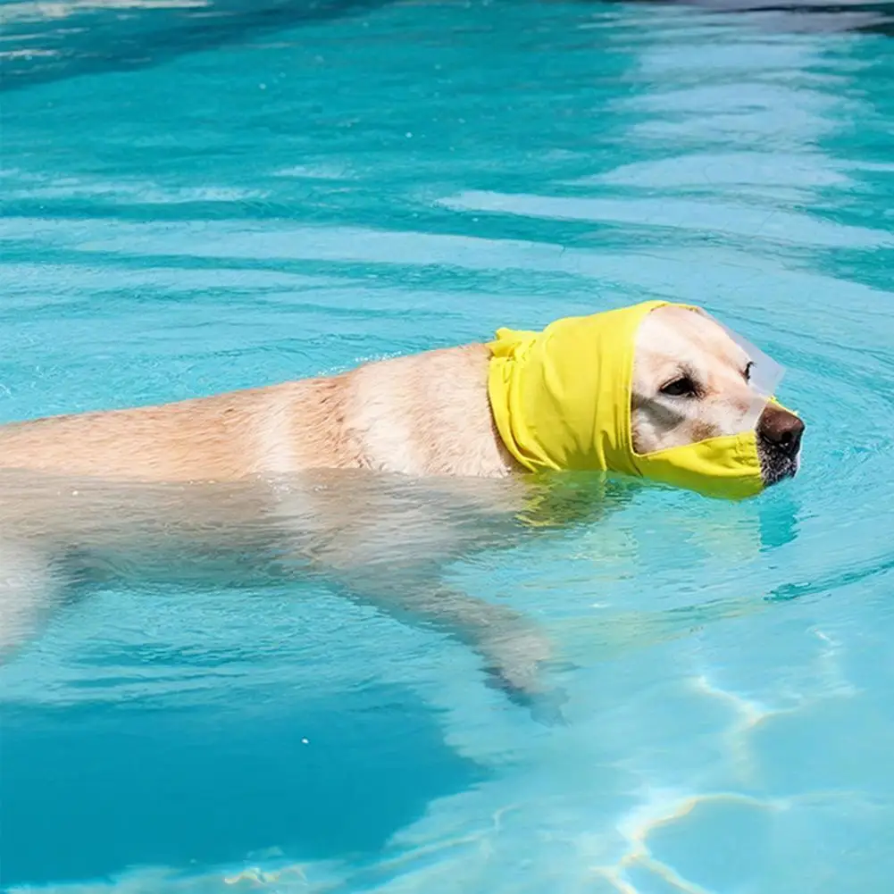 Dog Shower Cap with Transparent Visor Waterproof Pet Ear Protection Bath Hat Adjustable Head Cover for Small Medium Pets