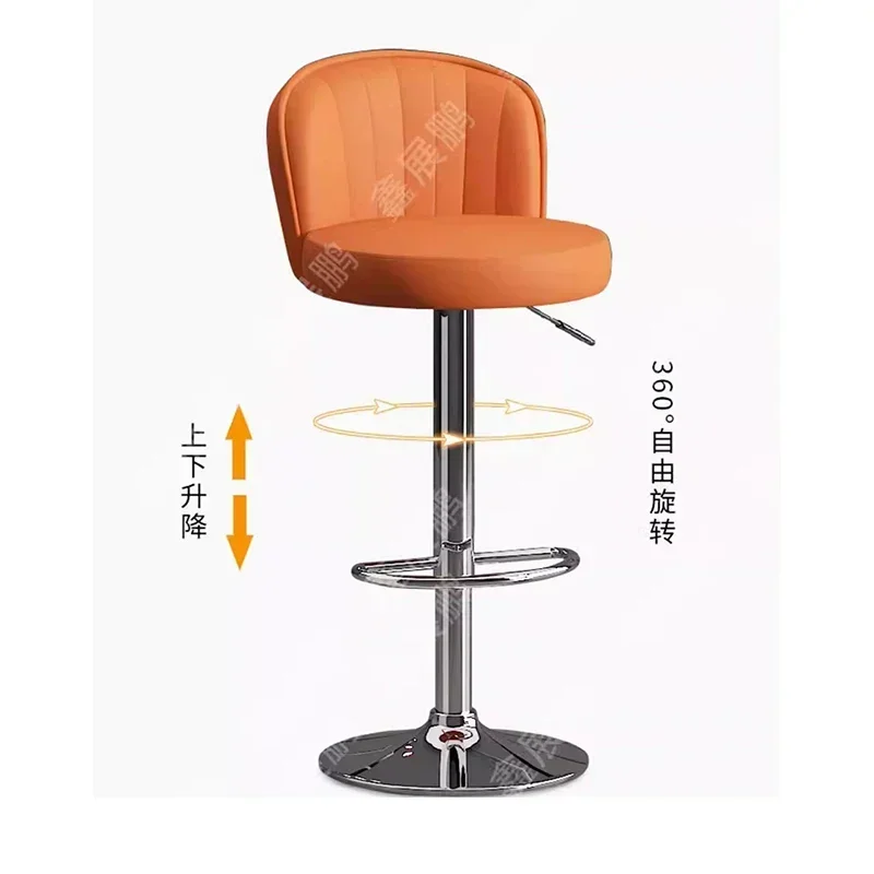 كراسي بار دوارة إسكندنافية مقعد مرتفع كراسي بار حديثة من جلد البولي يوريثان قابلة للتعديل للاسترخاء تصميم إيطالي أثاث بار Barkrukken LLBC #4