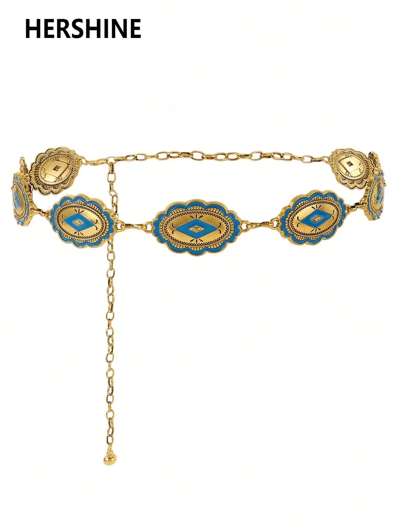 HERSHINE قطعة واحدة من قلادة الخصر النسائية على شكل زهرة على الطراز البوهيمي مناسبة لمطابقة الفساتين والجينز في الهالوين