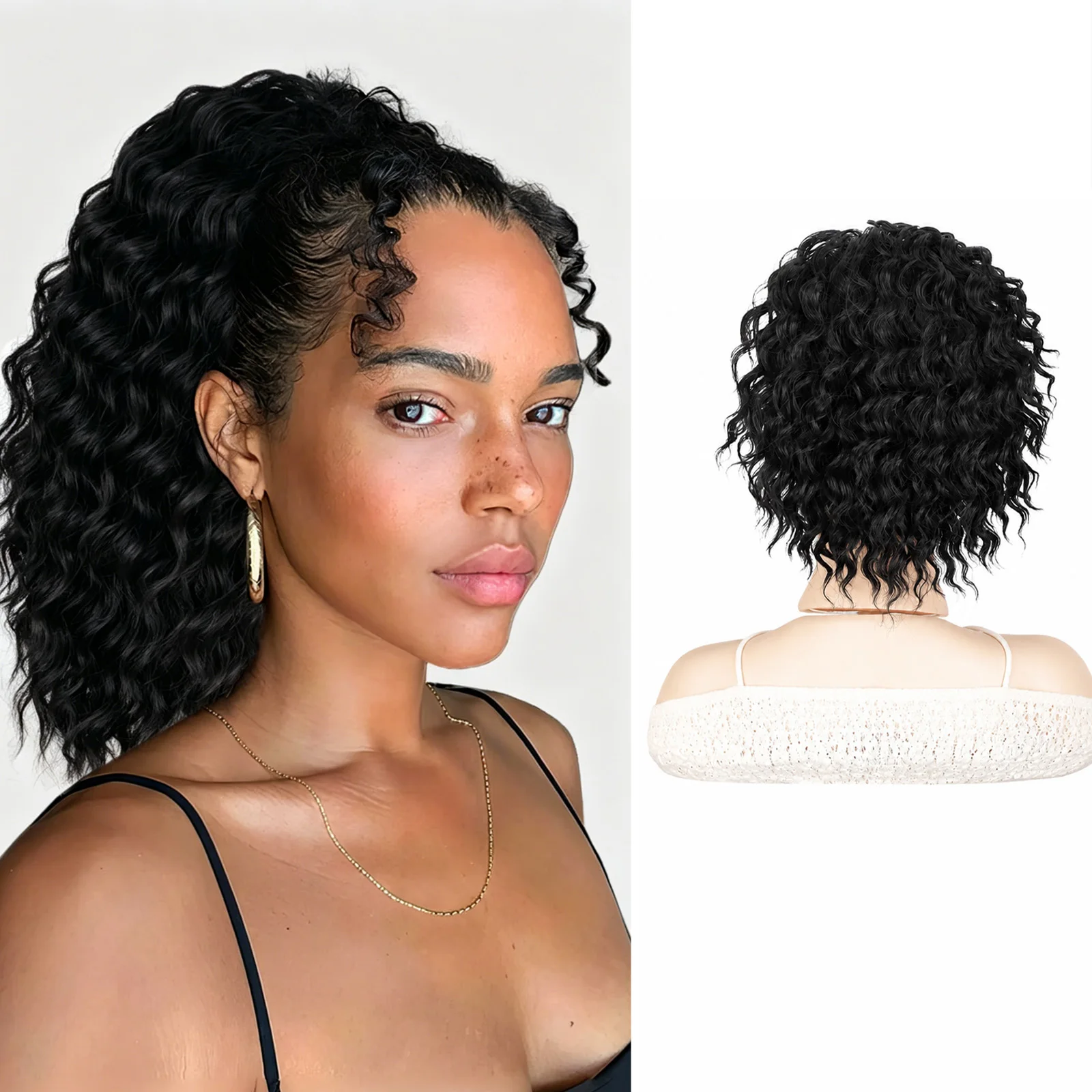 

Ponytail Extension Drawstring Ponytail for Women Short Wavy Curly Ponytails Fluffy Natural Looking Pony Tails Synthetic Hair