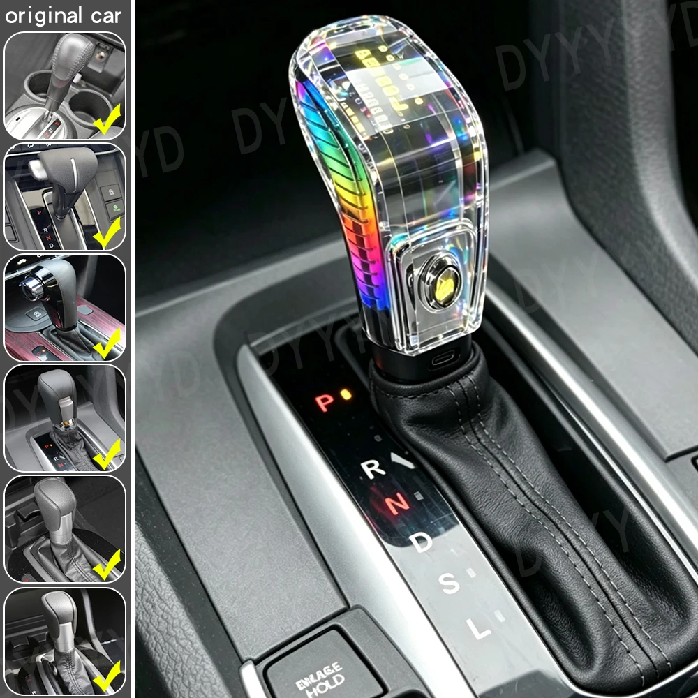 

Crystal Shift Knob Auto Gear Shifter with Button LEDIlluminated for Honda Civic Mk8 Mk9 Accord Vezel Fit CR-V Odyssey gear shift