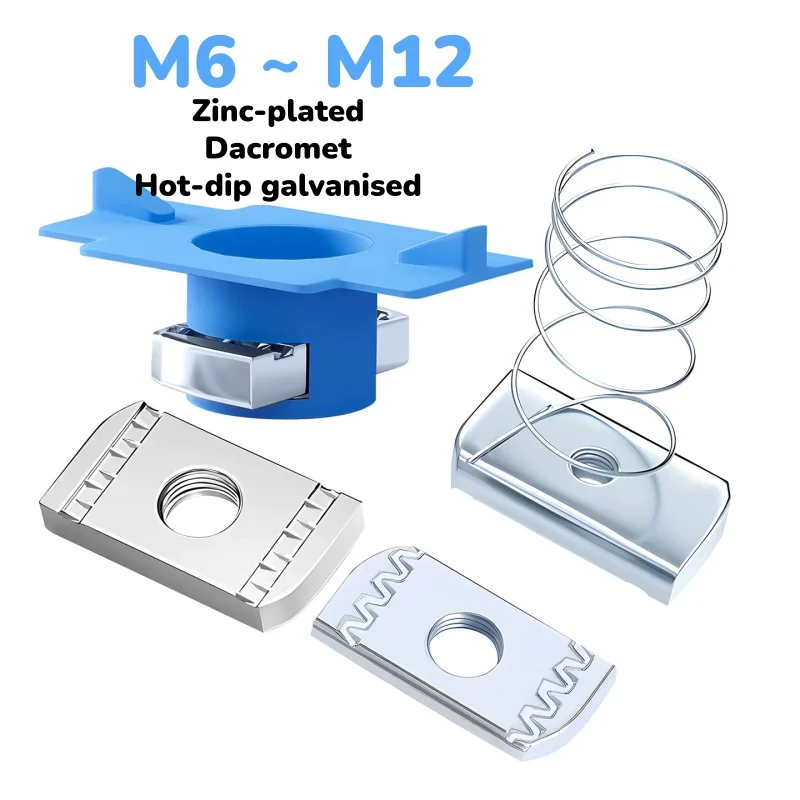 Zinc-plated/Hot-dip galvanised/Dacromet M6 ~ M12 Spring Channel/Nut Spring Nut Block/Plastic Wing Nut