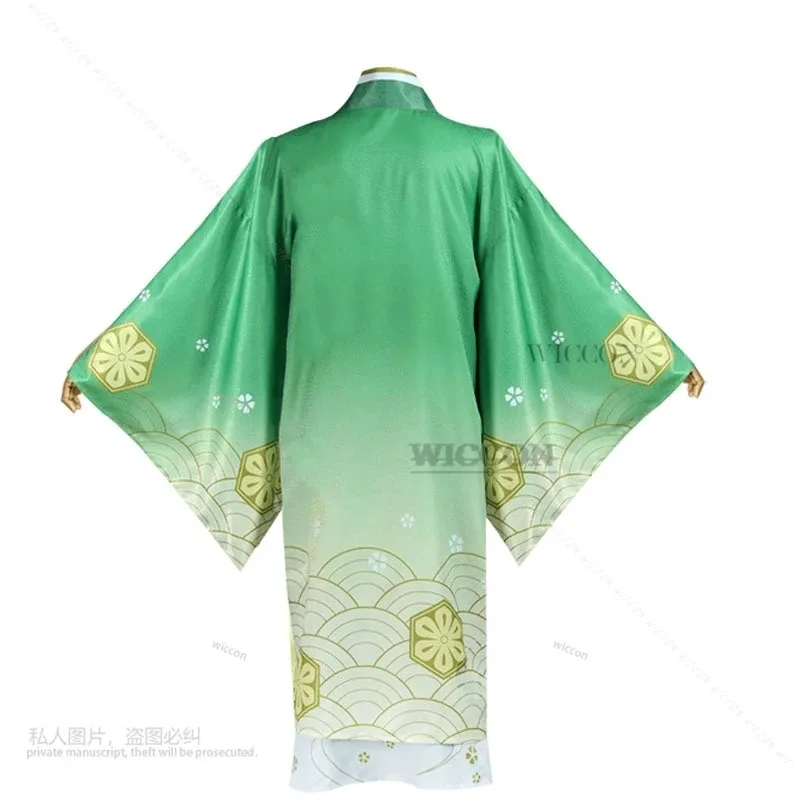 Anime BSD Nakajima Atsushi Cosplay Costume Wig Festival Spring Green Kimono Haori Cloak Man Carnival Halloween Suits;3,k8't,