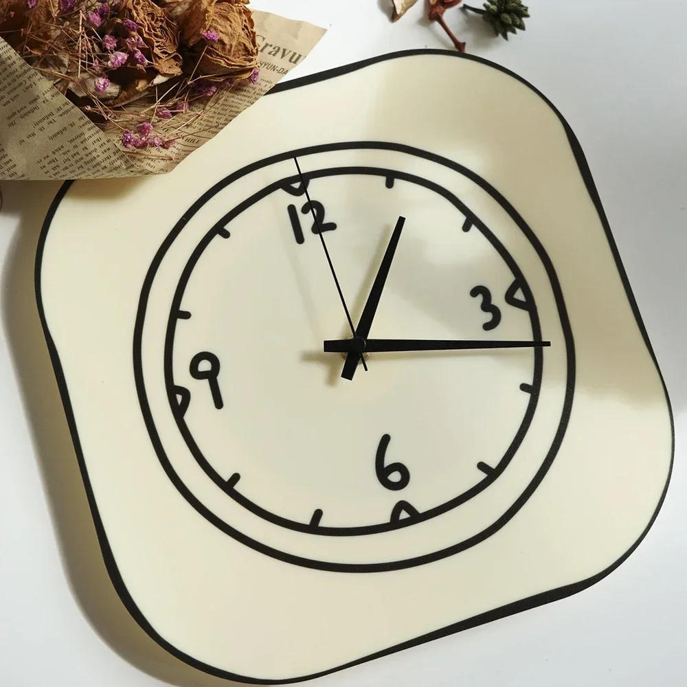 New Cream Style Wall Clock Modern Simple Acrylic Living Room Mute Clock Desktop Creative Cartoon Home Decoration Ornaments