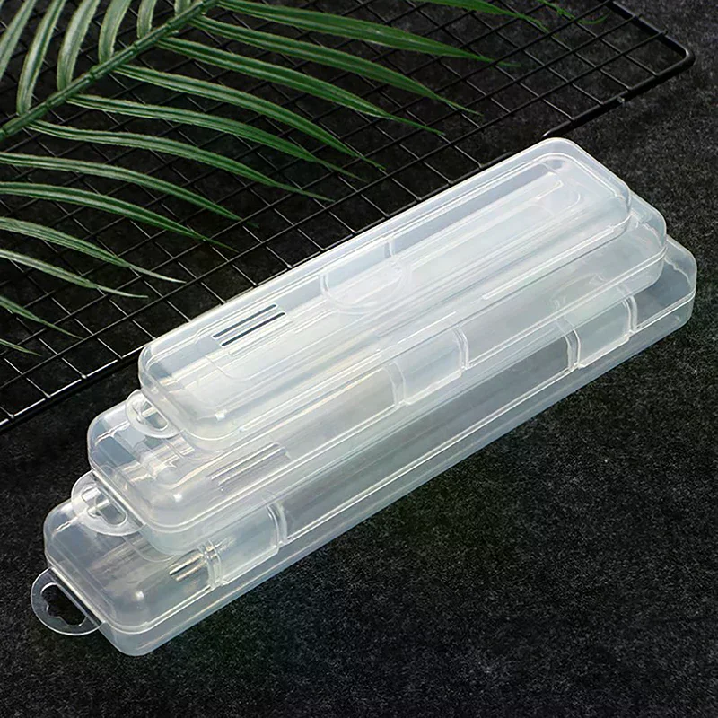 Portable Makeup Brush Organizer Eyebrow Pencil Tableware Chopsticks Transparent With Cover Storage Box Kitchen Accessories