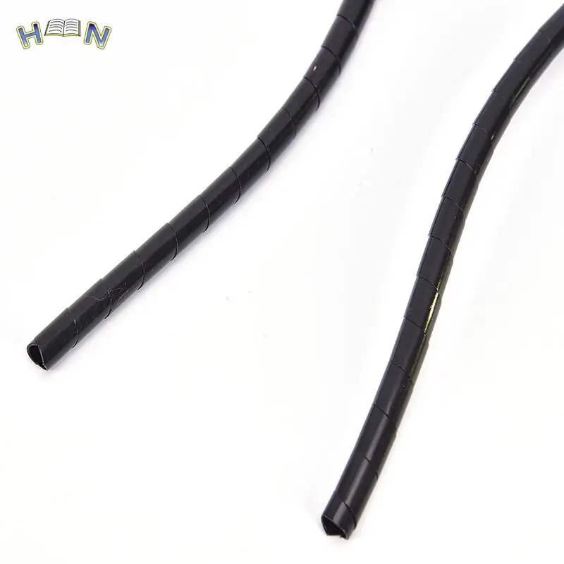 6mm Outside Dia 17M PE Sheath Tube Spiral Range Cache Cable Cord Wire Organizer PC TV Black