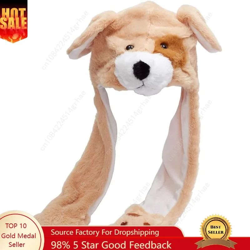 

Animal Plush Ear Hat Kids Adults Cute Flap Moving Jumping Hat