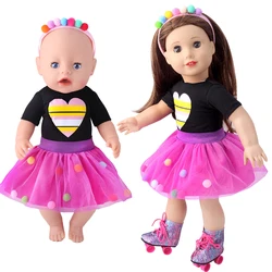 Purple Top + Sequined Skirt American Ours & Generation 18 Inch Girl Doll Clothes Kids Toys 43 Cm Baby Dolls Accessories Dress