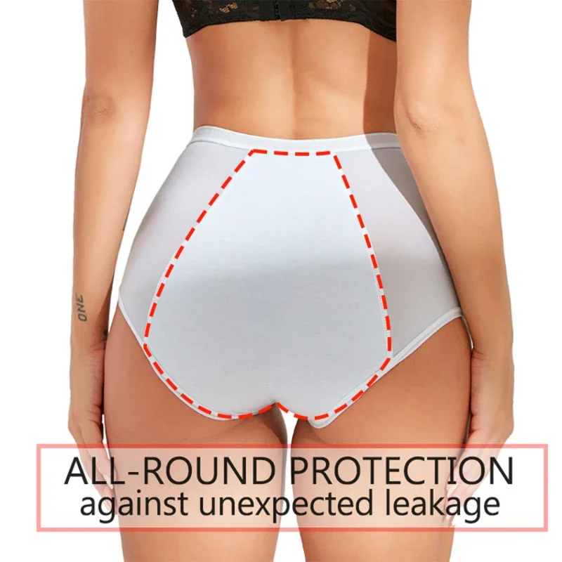 Underwear for Menstruation Thin Physiological Panties Leak-proof Menstrual Breathable Hygiene Panties Solid Color High Waisted