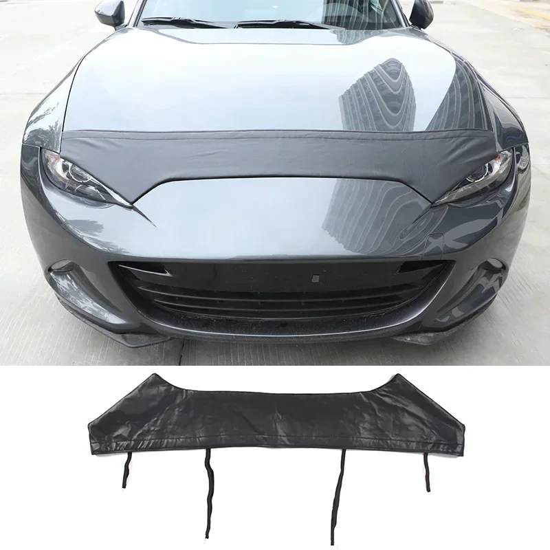 For Mazda MX-5 2016-2024 Car Hood Sand and Stone Deflector Protection Cover Black Leather Exterior Accessories