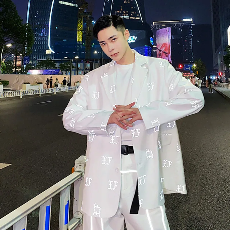 WVGA Spring New Man Unique Loose Fit Reflective Lettering Trendy Design Long Sleeved Blazer Niche Chic Casual Jackets Ins W23019