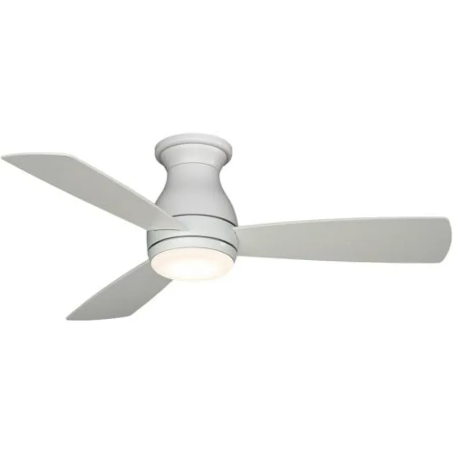 Indoor/Outdoor ceiling fan for living room or patio, ABS blades, matte white finish, 44-inch diameter with integrated LED light