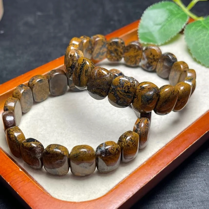 

Natural Yellow Pietersite Rectangle Beads Bracelet 12x10mm Big Stretch Jewelry Pietersite Healing Stone From Namibia AAAAAA