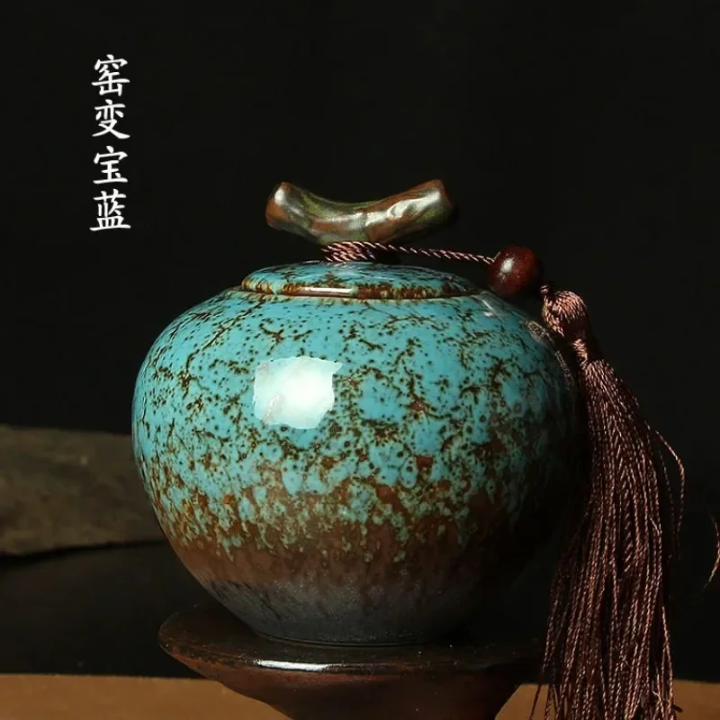 

Ceramic tea pot, Jun kiln, sealed storage tank, exquisite Mini tea caddy, pottery tea jar, special food tank