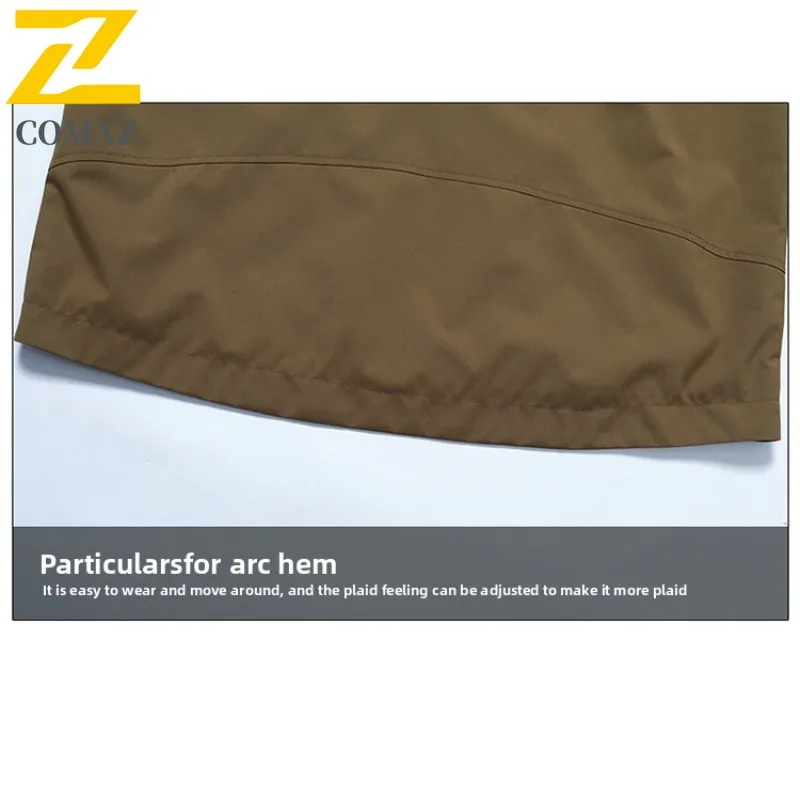 COMXZ Men Detachable Hood Windbreaker Waterproof Outdoor Windproof Lightweight Jacket Hiking Casual Multi-Purpose Sportswear