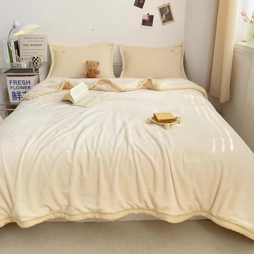 가벼운 럭셔리 우유 플리스 담요, 단색 플란넬 낮잠 담요, 에어컨 커버 담요, 두꺼운 따뜻한 시트  Best5